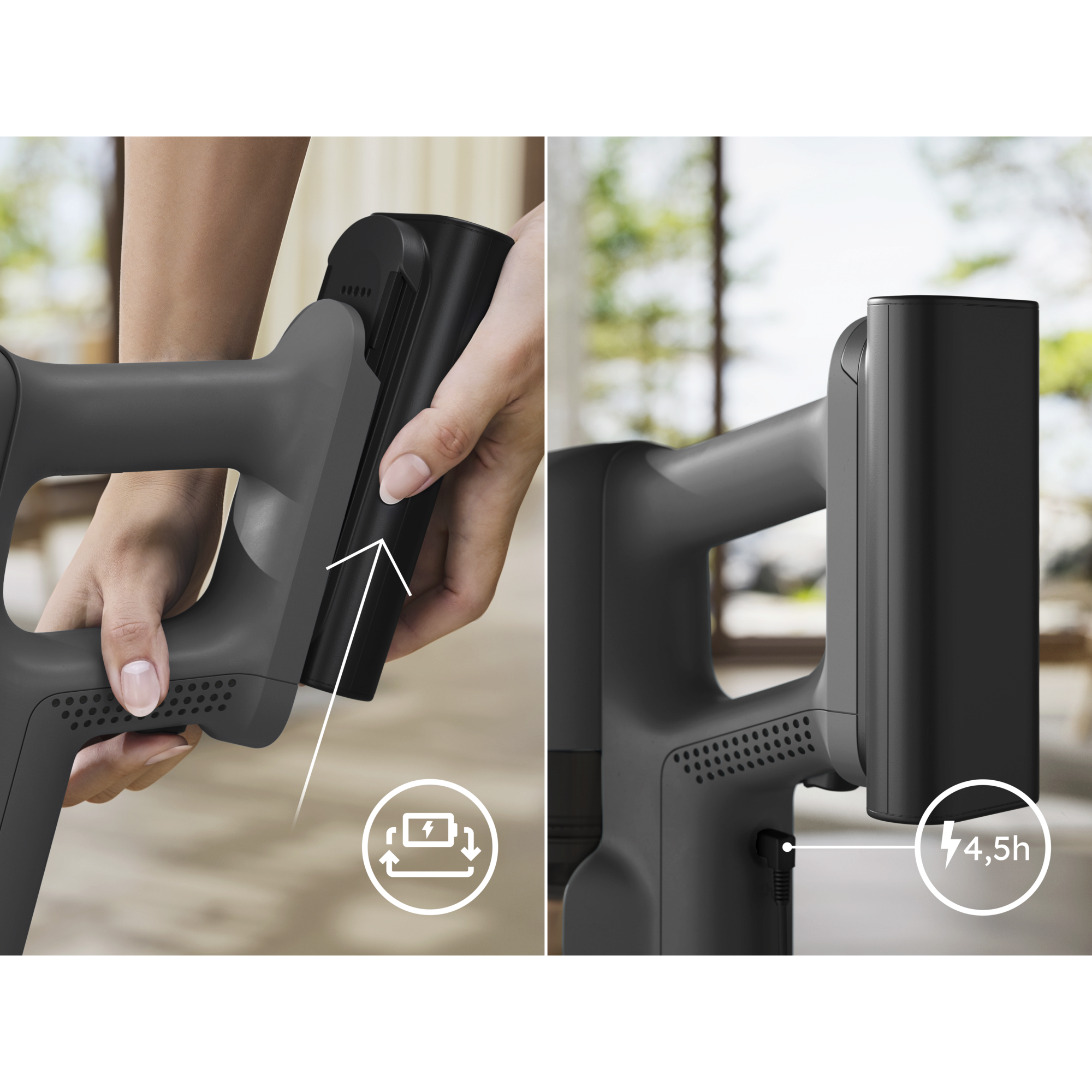 Charge right on the product – automatic protection stops overcharging