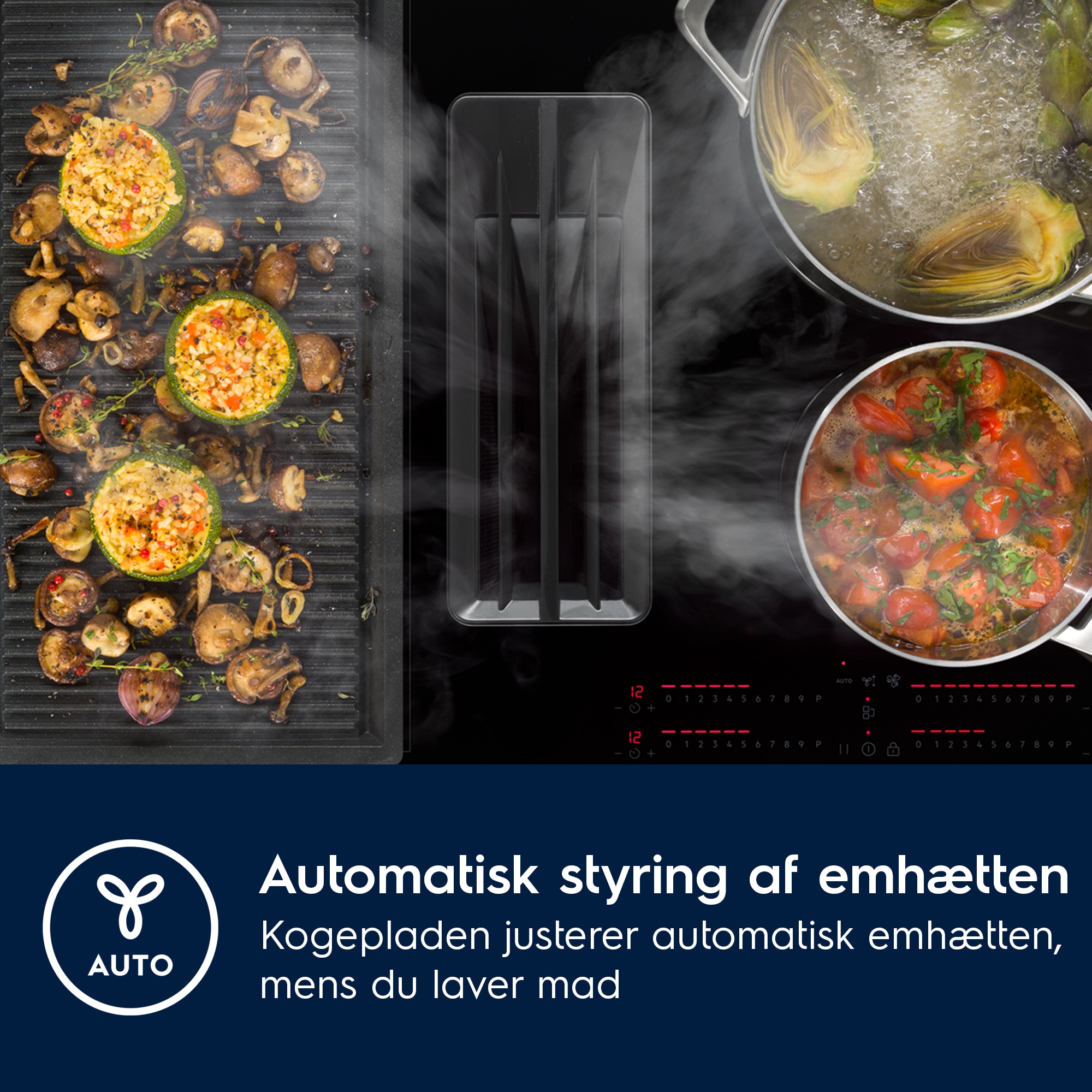 Electrolux - Induktionskogeplade m/integreret emhætte - HHOB760S