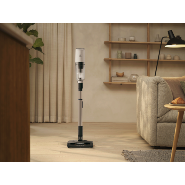 Vacuum cleaner in use in a home environment