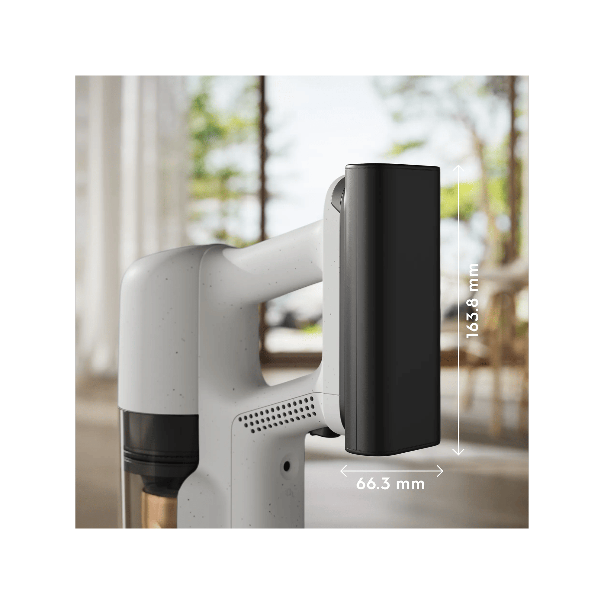Battery-powered hand unit designed for easy portability.