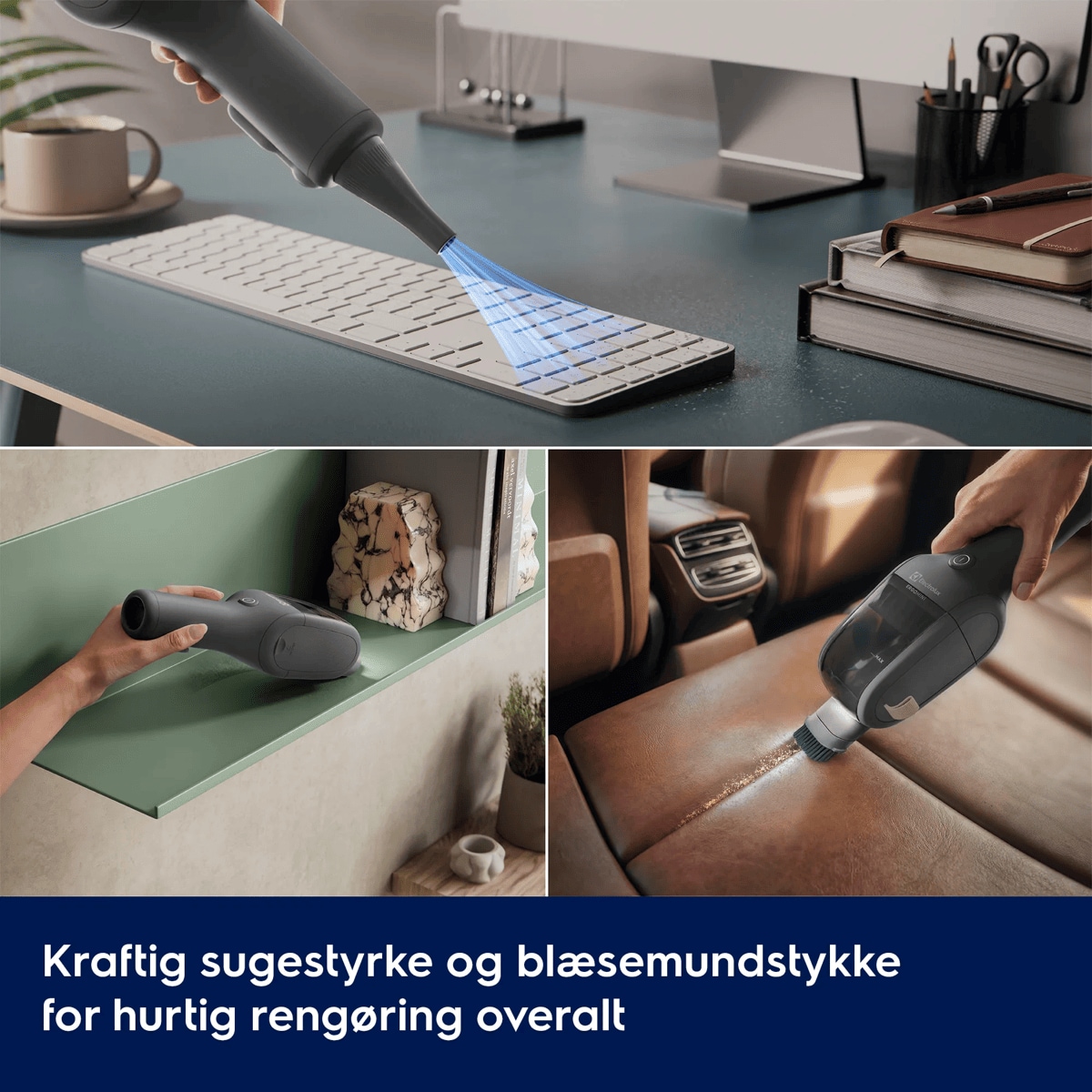 Kraftig sugestyrke og blæsemundstykke for hurtig rengøring overalt