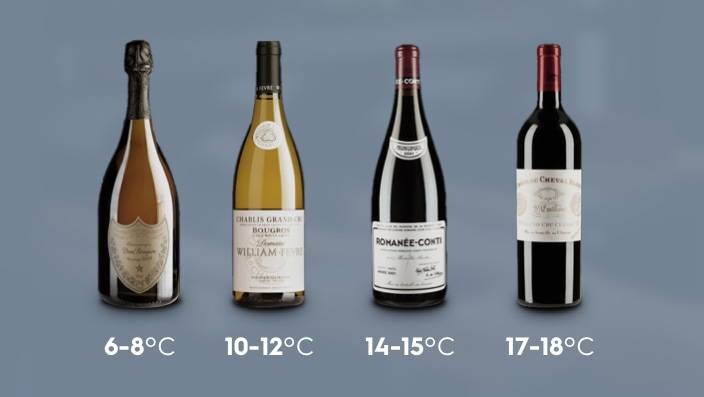 Fire vinflasker på række