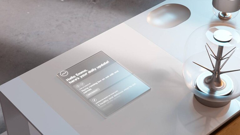 Digitalt display i køkkenbordet