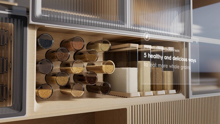 Opbevaringshylde med korn