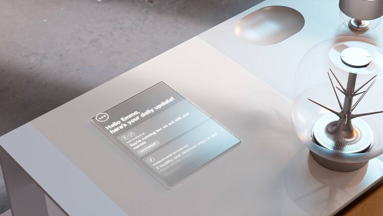 Digitalt display på køkkenbord