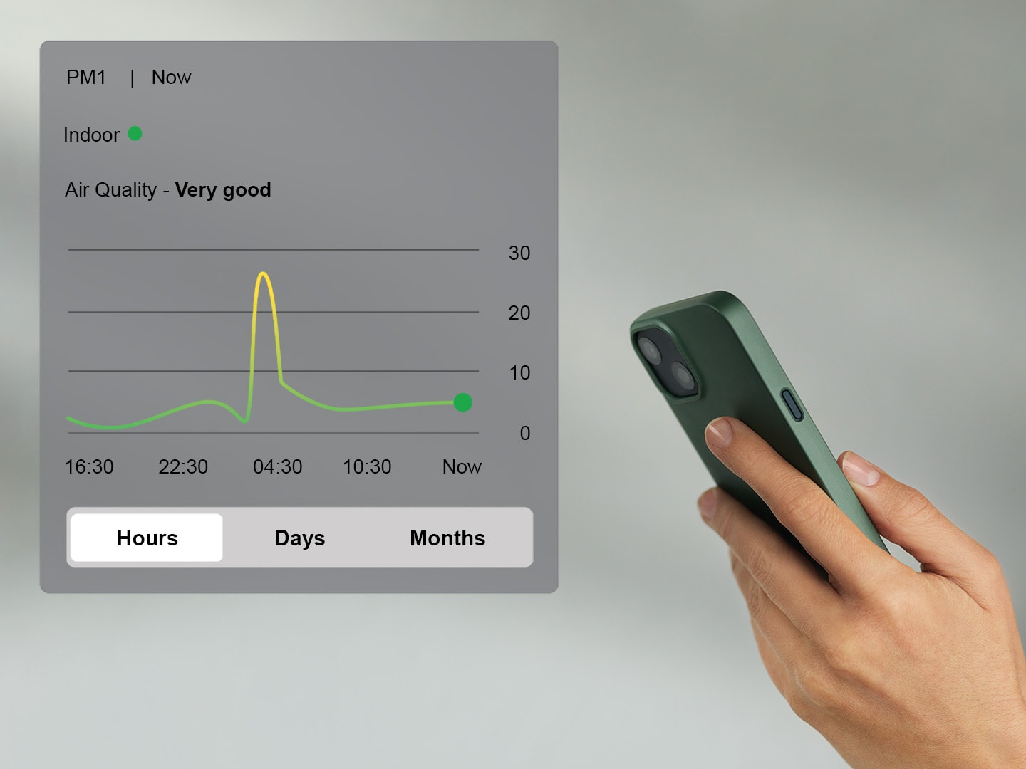 smartphone og luftrenseren Pure A9