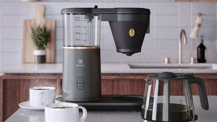 Kaffemaskine der har brygget kaffe